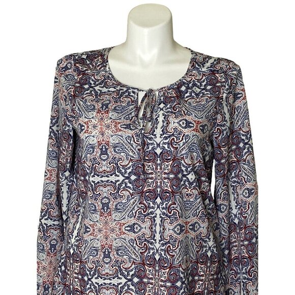 Sanctuary Western Multicolor Paisley Print Tunic Top, Long Sleeve Women's Size L - Picture 2 of 9